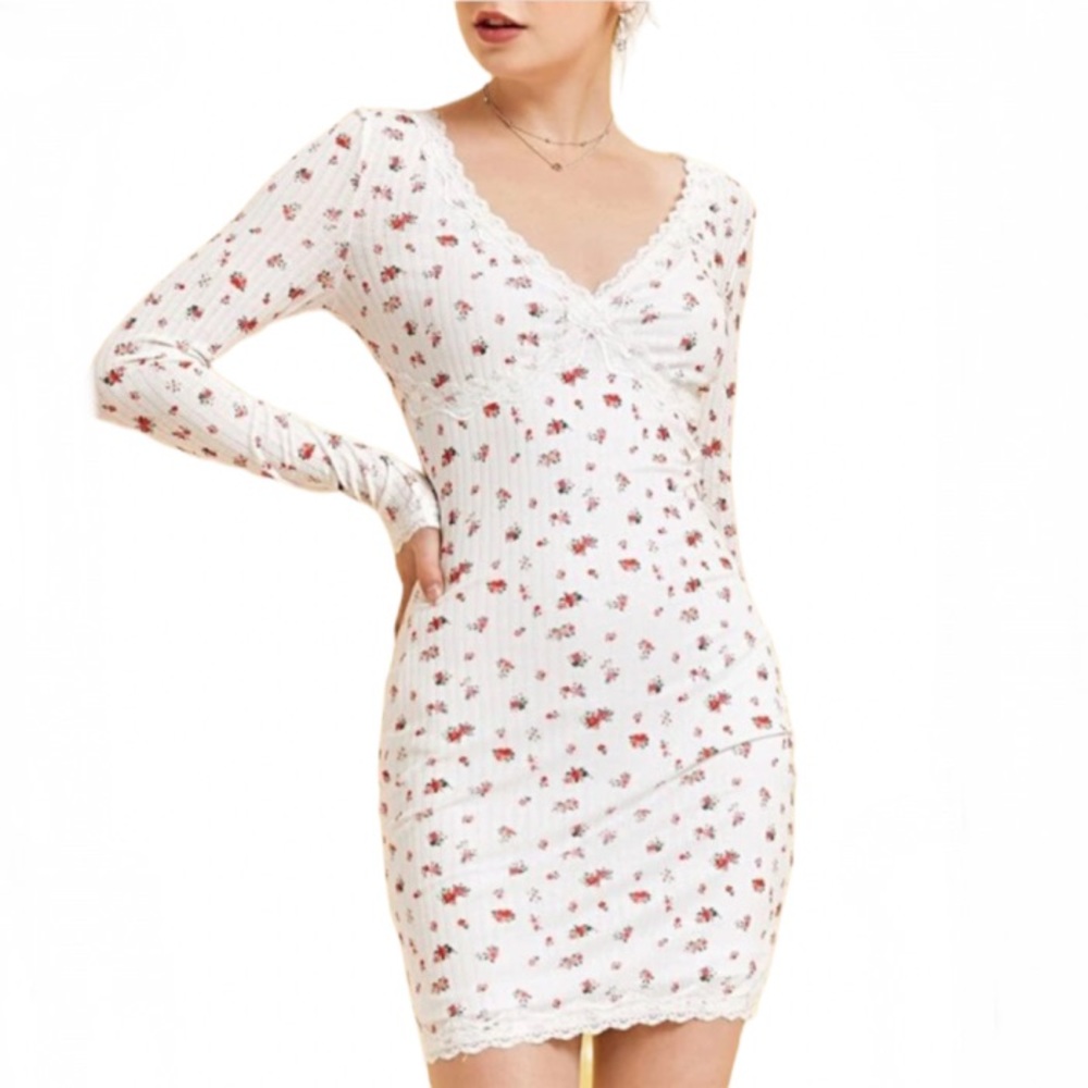 Floral slip Lace Fitted Dress
